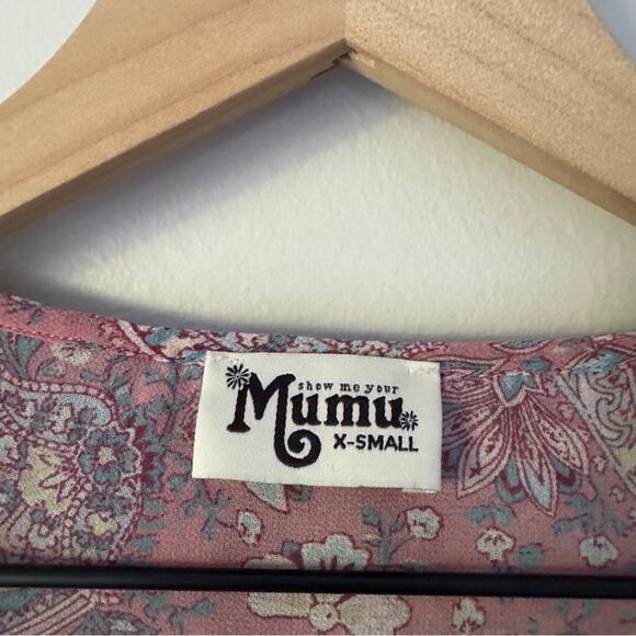 Show Me Your MuMu Sheer Long Sleeve Peasant Top Floral Paisley Lace Up Neckline - Picture 10 of 13